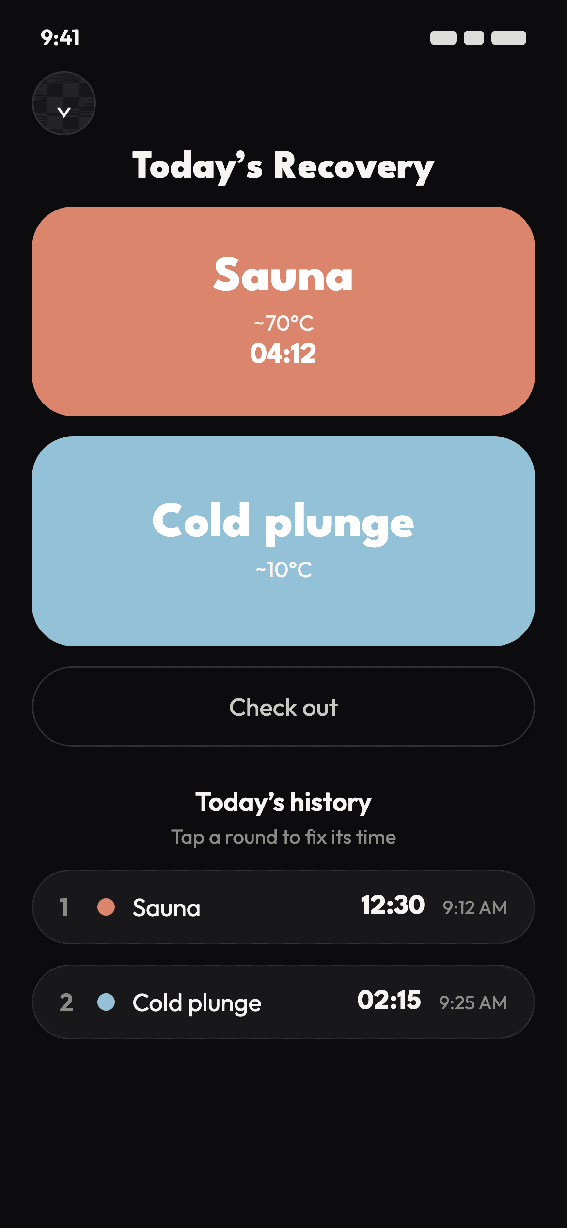 Timer and today’s history in the icebatu app